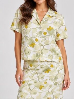110. Vintage Button-Up Shirt and Skirt Set